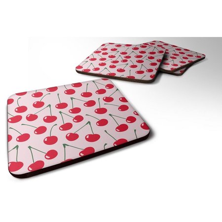 CAROLINES TREASURES Cherries on Pink Foam Coaster, Set of 4 BB5139FC